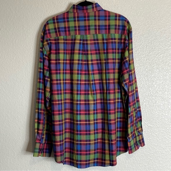 Alan Flusser Classic Plaid Button Down Shirt  L - Picture 5 of 9